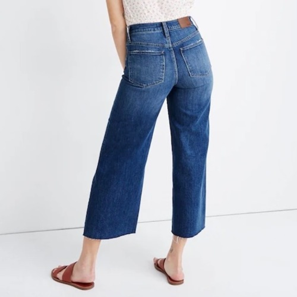 Madewell Tall Wide-Leg Crop Jeans Marsing Wash: Raw-Hem Edition High Rise Sz 29 - Picture 3 of 14